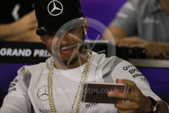 World © Octane Photographic Ltd. F1 Australian GP FIA Press Conference, Melbourne, Albert Park, Australia, Thursday 17th March 2016. Mercedes AMG Petronas – Lewis Hamilton. Digital Ref : 1515LB1D1097