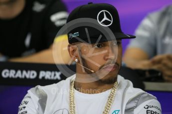 World © Octane Photographic Ltd. F1 Australian GP FIA Press Conference, Melbourne, Albert Park, Australia, Thursday 17th March 2016. Mercedes AMG Petronas – Lewis Hamilton. Digital Ref : 1515LB1D1139