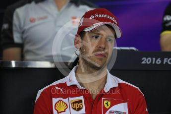 World © Octane Photographic Ltd. F1 Australian GP FIA Press Conference, Melbourne, Albert Park, Australia, Thursday 17th March 2016. Scuderia Ferrari – Sebastian Vettel. Digital Ref : 1515LB1D1196