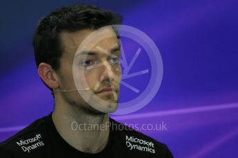 World © Octane Photographic Ltd. F1 Australian GP FIA Press Conference, Melbourne, Albert Park, Australia, Thursday 17th March 2016. Renault Sport F1 Team – Jolyon Palmer. Digital Ref : 1515LB1D1248