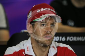 World © Octane Photographic Ltd. F1 Australian GP FIA Press Conference, Melbourne, Albert Park, Australia, Thursday 17th March 2016. Scuderia Ferrari – Sebastian Vettel. Digital Ref : 1515LB1D1253