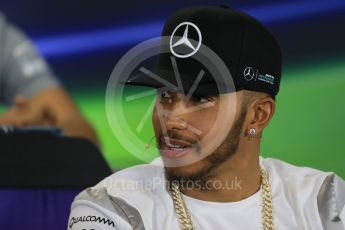 World © Octane Photographic Ltd. F1 Australian GP FIA Press Conference, Melbourne, Albert Park, Australia, Thursday 17th March 2016. Mercedes AMG Petronas – Lewis Hamilton. Digital Ref : 1515LB1D1263