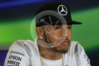 World © Octane Photographic Ltd. F1 Australian GP FIA Press Conference, Melbourne, Albert Park, Australia, Thursday 17th March 2016. Mercedes AMG Petronas – Lewis Hamilton. Digital Ref : 1515LB1D1271