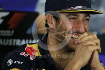 World © Octane Photographic Ltd. F1 Australian GP FIA Press Conference, Melbourne, Albert Park, Australia, Thursday 17th March 2016. Red Bull Racing – Daniel Ricciardo. Digital Ref : 1515LB1D1328