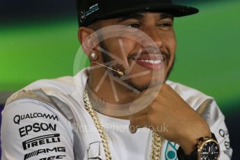 World © Octane Photographic Ltd. F1 Australian GP FIA Press Conference, Melbourne, Albert Park, Australia, Thursday 17th March 2016. Mercedes AMG Petronas – Lewis Hamilton. Digital Ref : 1515LB1D1336