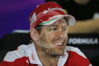 World © Octane Photographic Ltd. F1 Australian GP FIA Press Conference, Melbourne, Albert Park, Australia, Thursday 17th March 2016. Scuderia Ferrari – Sebastian Vettel. Digital Ref : 1515LB1D1348