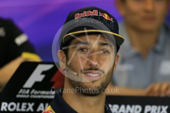 World © Octane Photographic Ltd. F1 Australian GP FIA Press Conference, Melbourne, Albert Park, Australia, Thursday 17th March 2016. Red Bull Racing – Daniel Ricciardo. Digital Ref : 1515LB1D1364