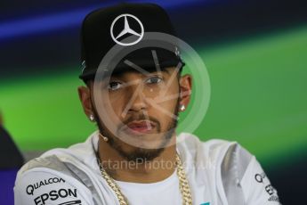 World © Octane Photographic Ltd. F1 Australian GP FIA Press Conference, Melbourne, Albert Park, Australia, Thursday 17th March 2016. Mercedes AMG Petronas – Lewis Hamilton. Digital Ref : 1515LB1D1366