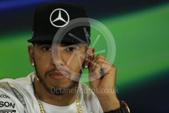 World © Octane Photographic Ltd. F1 Australian GP FIA Press Conference, Melbourne, Albert Park, Australia, Thursday 17th March 2016. Mercedes AMG Petronas – Lewis Hamilton. Digital Ref : 1515LB1D1370