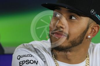 World © Octane Photographic Ltd. F1 Australian GP FIA Press Conference, Melbourne, Albert Park, Australia, Thursday 17th March 2016. Mercedes AMG Petronas – Lewis Hamilton. Digital Ref : 1515LB1D1379