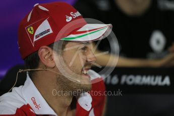 World © Octane Photographic Ltd. F1 Australian GP FIA Press Conference, Melbourne, Albert Park, Australia, Thursday 17th March 2016. Scuderia Ferrari – Sebastian Vettel. Digital Ref : 1515LB1D1400