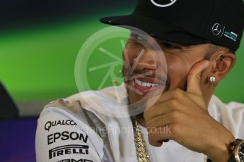 World © Octane Photographic Ltd. F1 Australian GP FIA Press Conference, Melbourne, Albert Park, Australia, Thursday 17th March 2016. Mercedes AMG Petronas – Lewis Hamilton. Digital Ref : 1515LB1D1413