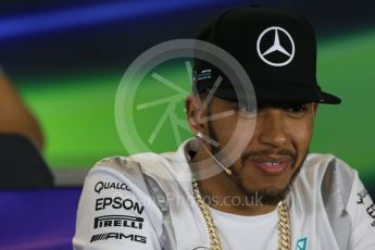 World © Octane Photographic Ltd. F1 Australian GP FIA Press Conference, Melbourne, Albert Park, Australia, Thursday 17th March 2016. Mercedes AMG Petronas – Lewis Hamilton. Digital Ref : 1515LB1D1443