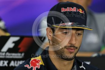 World © Octane Photographic Ltd. F1 Australian GP FIA Press Conference, Melbourne, Albert Park, Australia, Thursday 17th March 2016. Red Bull Racing – Daniel Ricciardo. Digital Ref : 1515LB1D1449