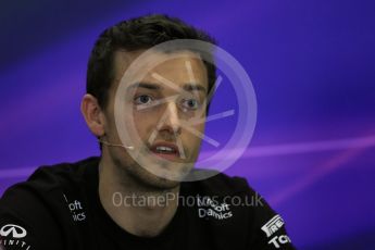 World © Octane Photographic Ltd. F1 Australian GP FIA Press Conference, Melbourne, Albert Park, Australia, Thursday 17th March 2016. Renault Sport F1 Team – Jolyon Palmer. Digital Ref : 1515LB1D1460