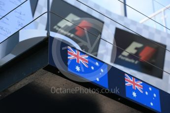 World © Octane Photographic Ltd. Wednesday 16th March 2016. F1 logo. Atmosphere, Melbourne, Albert Park, Australia. Digital Ref : 1513LB1D9539