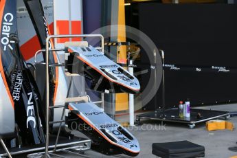 World © Octane Photographic Ltd. Sahara Force India VJM09 - Sergio Perez garage still in setup stage. Wednesday 16th March 2016, F1 Australian GP, Melbourne, Albert Park, Australia. Digital Ref : 1513LB1D9552