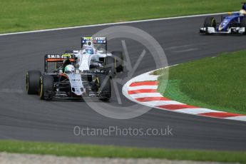 World © Octane Photographic Ltd. Sahara Force India VJM09 Development Driver – Alfonso Celis and Williams Martini Racing, Williams Mercedes FW38 – Valtteri Bottas. Friday 1st July 2016, F1 Austrian GP Practice 1, Red Bull Ring, Spielberg, Austria. Digital Ref : 1598CB1D1890