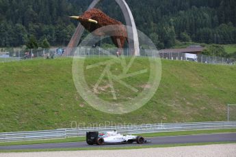 World © Octane Photographic Ltd. Williams Martini Racing, Williams Mercedes FW38 – Valtteri Bottas. Friday 1st July 2016, F1 Austrian GP Practice 1, Red Bull Ring, Spielberg, Austria. Digital Ref : 1598CB5D2719