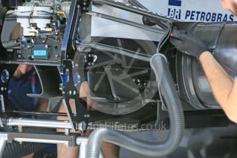 World © Octane Photographic Ltd. Williams Martini Racing, Williams Mercedes FW38 undertray and turning vanes. Friday 1st July 2016, F1 Austrian GP Practice 1, Red Bull Ring, Spielberg, Austria. Digital Ref : 1598CB5D2863