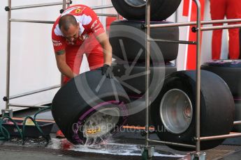 World © Octane Photographic Ltd. Scuderia Ferrari SF16-H wheels and tyres being cleaned. Friday 1st July 2016, F1 Austrian GP Practice 1, Red Bull Ring, Spielberg, Austria. Digital Ref : 1598CB5D3040