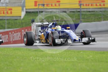 World © Octane Photographic Ltd. Sauber F1 Team C35 – Marcus Ericsson. Friday 1st July 2016, F1 Austrian GP Practice 2, Red Bull Ring, Spielberg, Austria. Digital Ref : 1600CB1D2337