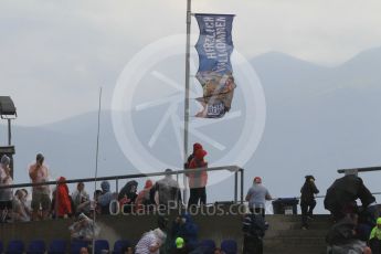 World © Octane Photographic Ltd. Fans in the grandstands during the thunderstorm. Friday 1st July 2016, F1 Austrian GP Practice 2, Red Bull Ring, Spielberg, Austria. Digital Ref : 1600CB1D2495