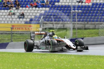 World © Octane Photographic Ltd. Sahara Force India VJM09 - Sergio Perez. Friday 1st July 2016, F1 Austrian GP Practice 2, Red Bull Ring, Spielberg, Austria. Digital Ref : 1600CB1D2566