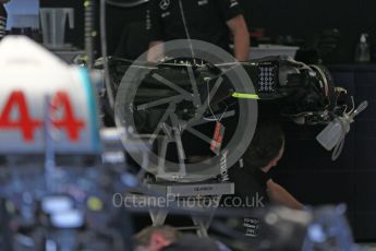 World © Octane Photographic Ltd. Mercedes AMG Petronas W07 Hybrid – Lewis Hamilton's gearbox. Friday 1st July 2016, F1 Austrian GP Practice 2, Red Bull Ring, Spielberg, Austria. Digital Ref : 1600LB1D5680