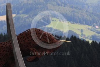 World © Octane Photographic Ltd. Red Bull Statue. Friday 1st July 2016, F1 Austrian GP Practice 2, Red Bull Ring, Spielberg, Austria. Digital Ref : 1600LB1D6198