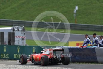 World © Octane Photographic Ltd. Scuderia Ferrari SF16-H – Kimi Raikkonen recovering to the track after an off and Sahara Force India VJM09 - Nico Hulkenberg. Friday 1st July 2016, F1 Austrian GP Practice 2, Red Bull Ring, Spielberg, Austria. Digital Ref : 1600LB1D6445