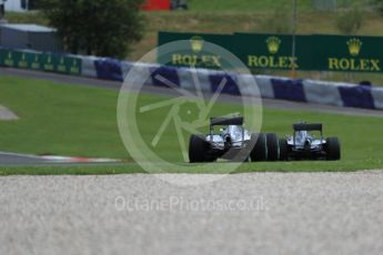 World © Octane Photographic Ltd. Mercedes AMG Petronas W07 Hybrid – Lewis Hamilton and Nico Rosberg. Friday 1st July 2016, F1 Austrian GP Practice 2, Red Bull Ring, Spielberg, Austria. Digital Ref : 1600LB1D6662