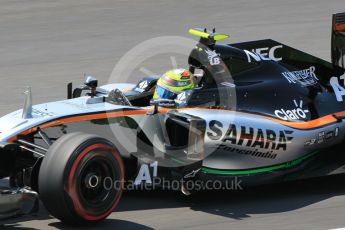World © Octane Photographic Ltd. Sahara Force India VJM09 - Sergio Perez. Saturday 2nd July 2016, F1 Austrian GP Practice 3, Red Bull Ring, Spielberg, Austria. Digital Ref :1606CB1D3108