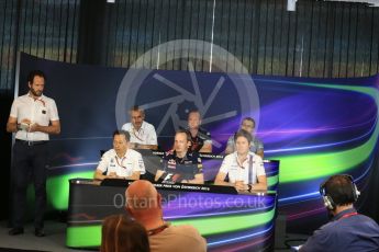 World © Octane Photographic Ltd. F1 Austrian GP FIA Personnel Press Conference, Red Bull Ring, Spielberg, Austria. Friday 1st July 2016. Luca Furbatto - Manor Racing Chielf Designer, Yusuke Hasegawa – Honda Head of Formula 1Project, Paul Monaghan – Red Bull Racing Chief Engineer (Car Engineering), Rob Smedley - Williams Martini Racing Head of Vehicle Performance, Graham Watson - Scuderia Toro Rosso Team Manager and Beat Zehnder – Sauber F1 Team, Team Manager. Digital Ref :1602LB1D5645