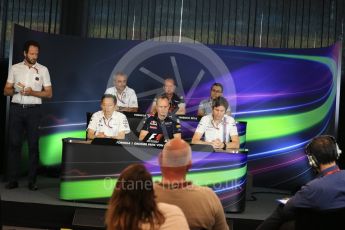 World © Octane Photographic Ltd. F1 Austrian GP FIA Personnel Press Conference, Red Bull Ring, Spielberg, Austria. Friday 1st July 2016. Luca Furbatto - Manor Racing Chielf Designer, Yusuke Hasegawa – Honda Head of Formula 1Project, Paul Monaghan – Red Bull Racing Chief Engineer (Car Engineering), Rob Smedley - Williams Martini Racing Head of Vehicle Performance, Graham Watson - Scuderia Toro Rosso Team Manager and Beat Zehnder – Sauber F1 Team, Team Manager. Digital Ref :1602LB1D5651