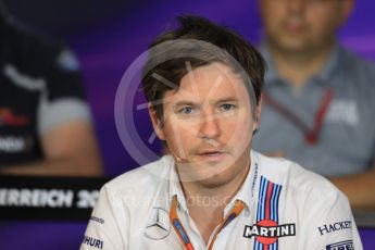 World © Octane Photographic Ltd. F1 Austrian GP FIA Personnel Press Conference, Red Bull Ring, Spielberg, Austria. Friday 1st July 2016. Rob Smedley - Williams Martini Racing Head of Vehicle Performance. Digital Ref :1602LB1D6749