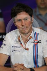 World © Octane Photographic Ltd. F1 Austrian GP FIA Personnel Press Conference, Red Bull Ring, Spielberg, Austria. Friday 1st July 2016. Rob Smedley - Williams Martini Racing Head of Vehicle Performance. Digital Ref :1602LB1D6769