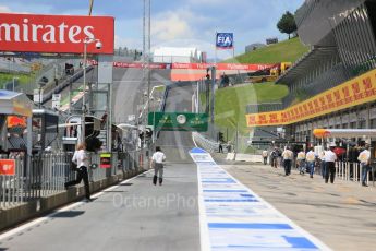 World © Octane Photographic Ltd. The pitlane before setup. Friday 1st July 2016, GP2 Practice, Red Bull Ring, Spielberg, Austria. Digital Ref : 1599CB5D2885