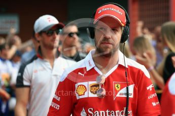 World © Octane Photographic Ltd. Scuderia Ferrari SF16-H – Sebastian Vettel. Sunday 28th August 2016, F1 Belgian GP Driver Parade, Spa-Francorchamps, Belgium. Digital Ref : 1691LB1D2066