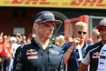 World © Octane Photographic Ltd. Red Bull Racing RB12 – Max Verstappen. Sunday 28th August 2016, F1 Belgian GP Driver Parade, Spa-Francorchamps, Belgium. Digital Ref : 1691LB1D2120