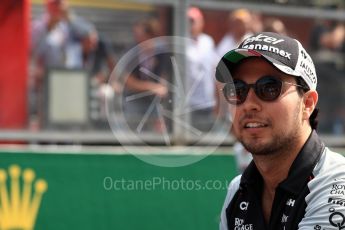 World © Octane Photographic Ltd. Sahara Force India VJM09 - Sergio Perez. Sunday 28th August 2016, F1 Belgian GP Driver Parade, Spa-Francorchamps, Belgium. Digital Ref : 1691LB1D2195