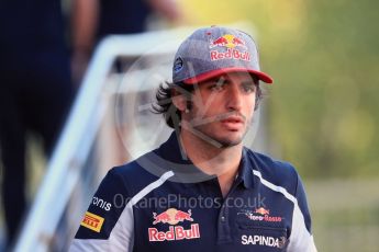 World © Octane Photographic Ltd. Scuderia Toro Rosso – Carlos Sainz. Friday 26th August 2016, F1 Belgian GP Paddock, Spa-Francorchamps, Belgium. Digital Ref : 1679LB1D6132