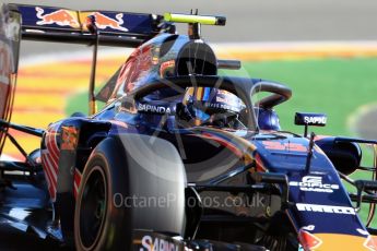 World © Octane Photographic Ltd. Scuderia Toro Rosso STR11 – Carlos Sainz with Halo device. Friday 26th August 2016, F1 Belgian GP Practice 1, Spa-Francorchamps, Belgium. Digital Ref : 1680LB1D6250