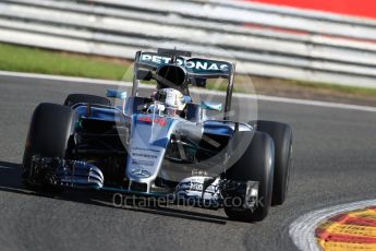 World © Octane Photographic Ltd. Mercedes AMG Petronas W07 Hybrid – Lewis Hamilton. Friday 26th August 2016, F1 Belgian GP Practice 1, Spa-Francorchamps, Belgium. Digital Ref : 1680LB1D6343