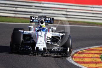 World © Octane Photographic Ltd. Williams Martini Racing, Williams Mercedes FW38 – Felipe Massa. Friday 26th August 2016, F1 Belgian GP Practice 1, Spa-Francorchamps, Belgium. Digital Ref : 1680LB1D6355