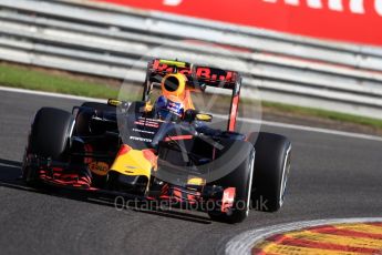 World © Octane Photographic Ltd. Red Bull Racing RB12 – Max Verstappen. Friday 26th August 2016, F1 Belgian GP Practice 1, Spa-Francorchamps, Belgium. Digital Ref : 1680LB1D6427