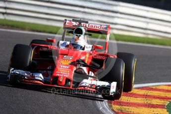 World © Octane Photographic Ltd. Scuderia Ferrari SF16-H – Sebastian Vettel. Friday 26th August 2016, F1 Belgian GP Practice 1, Spa-Francorchamps, Belgium. Digital Ref : 1680LB1D6435