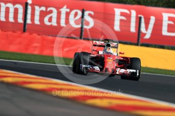 World © Octane Photographic Ltd. Scuderia Ferrari SF16-H – Sebastian Vettel. Friday 26th August 2016, F1 Belgian GP Practice 1, Spa-Francorchamps, Belgium. Digital Ref : 1680LB1D6507