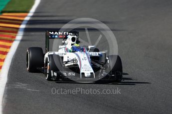 World © Octane Photographic Ltd. Williams Martini Racing, Williams Mercedes FW38 – Felipe Massa. Friday 26th August 2016, F1 Belgian GP Practice 1, Spa-Francorchamps, Belgium. Digital Ref : 1680LB1D6791