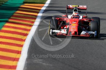 World © Octane Photographic Ltd. Scuderia Ferrari SF16-H – Kimi Raikkonen. Friday 26th August 2016, F1 Belgian GP Practice 1, Spa-Francorchamps, Belgium. Digital Ref : 1680LB1D6861